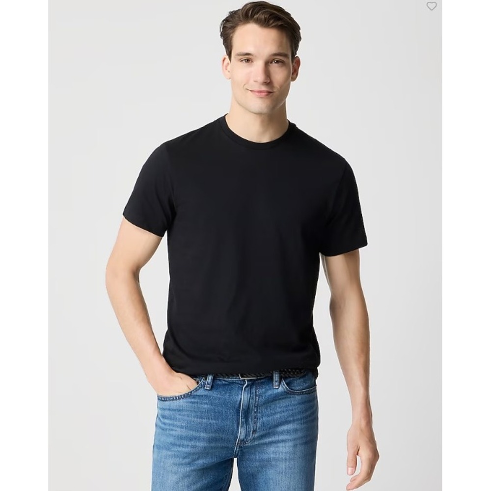 J Crew Shirt Mens 2XL Black Washed Crewneck Tee Cotton Ribbed Trim 2XL 2X Large
